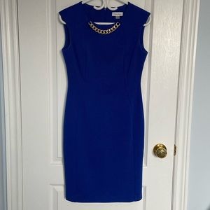 Calvin Klein Sheath Dress With Chain - 4 - Royal Blue